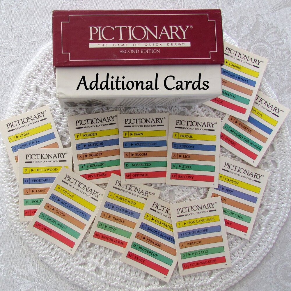 PICTIONARY GAME CARDS, 2,400 ADDITIONAL CARDS, SECOND EDITION REPLACEMENT TOPICS